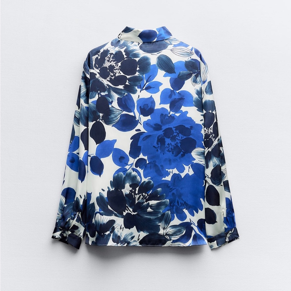 Zara floral print satin shirt - Picture 2 of 4
